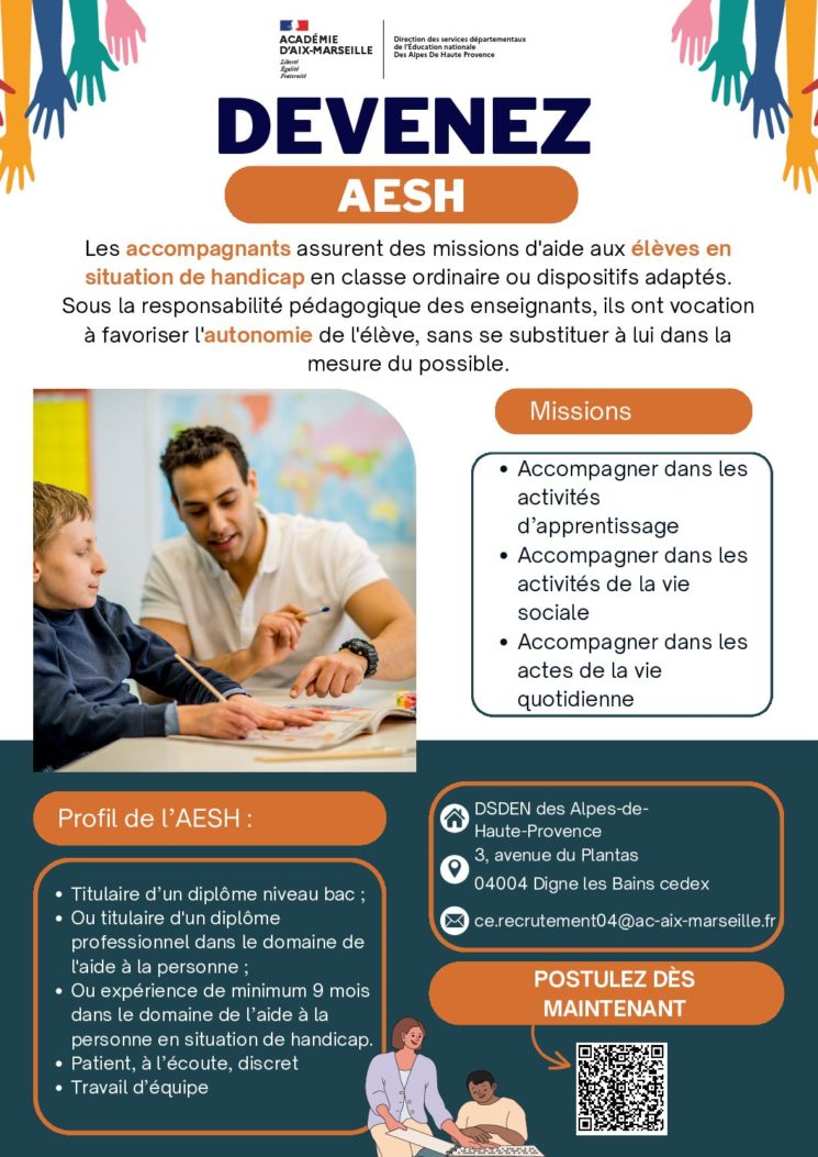 Recrutement AESH école élémentaire