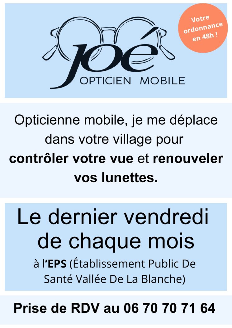 PERMANENCE JOE opticien mobile