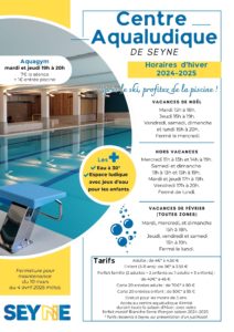 horaires du centre aqualudique de Seyne pour l'hiver 2024-2025