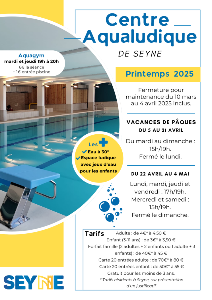 CENTRE AQUALUDIQUE PRINTEMPS 2025