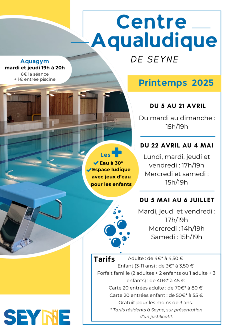 CENTRE AQUALUDIQUE PRINTEMPS 2025