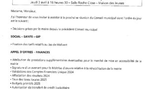 AVIS DE RÉUNION DU CONSEIL MUNICIPAL