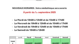 Médiathèque de Seyne : nouveaux horaires à compter du 1er septembre 2025